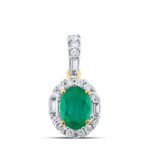 1/4CTW-DIA CN 3/4CTW-EMERALD OVAL PENDANT